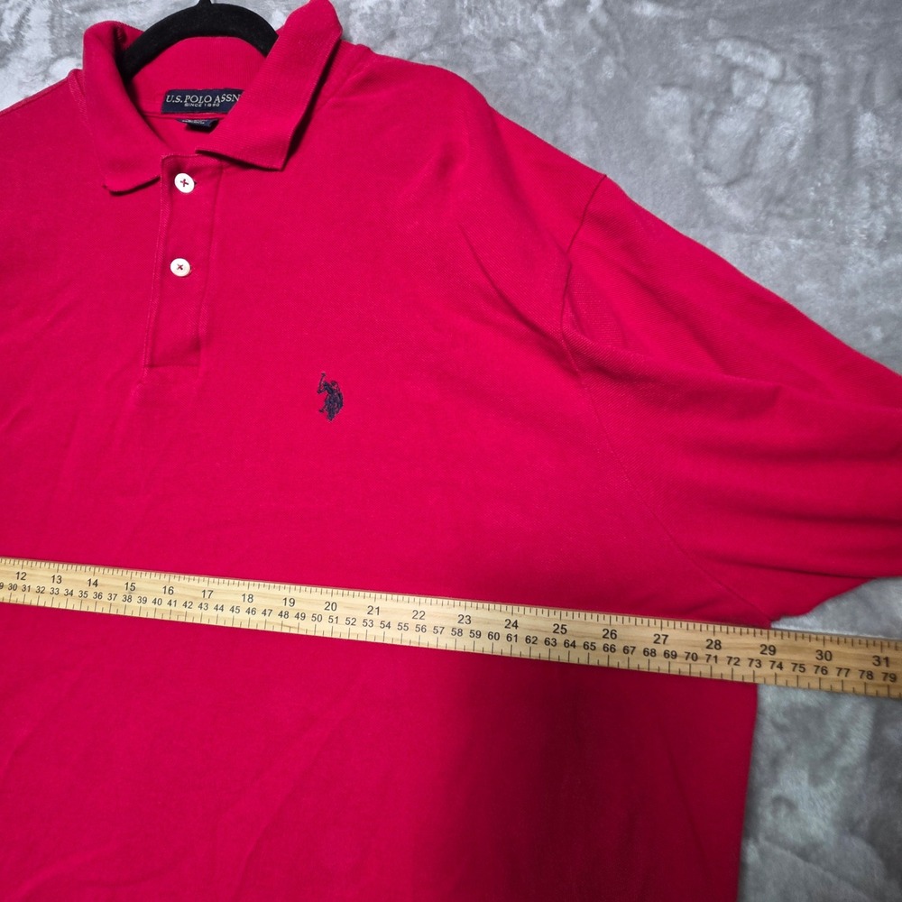 US Polo Assn Mens 3XL Red Short Sleeve Cotton Pique Polo Shirt Logo - Picture 5 of 7